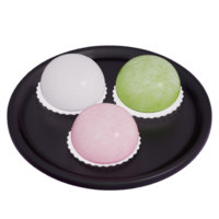 Japanese dessert 3d Red Bean Mochi Delight , 3d rendering on a transparent background png