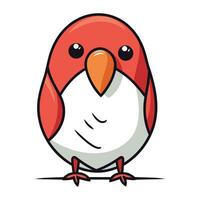 Vector illustration of a cute red bird. Isolated on white background.