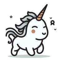 Unicorn cute cartoon character. Vector illustration. isolated on white.