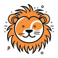 Lion head. Vector illustration in doodle style. Isolated on white background.