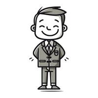 Smiling Businessman Cartoon Character Wearing Suit Vector Illustration.