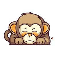 Cute cartoon monkey. Vector illustration. Isolated on white background.