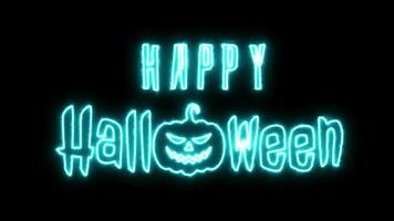 happy halloween animated neon blue happy halloween pumpkin ghost spooky spider cobweb bat halloween day video