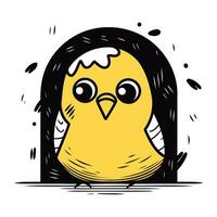 Cute little bird. Hand drawn vector illustration in cartoon style.