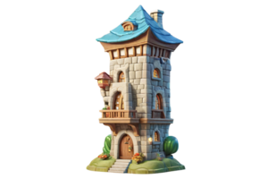 Cartoon home Mage Tower background 3d render AI Generative png