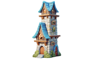 tekenfilm huis magiër toren oud koning huis 3d geven ai generatief png