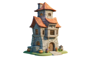 tekenfilm huis magiër toren kattoon achtergrond 3d geven ai generatief png