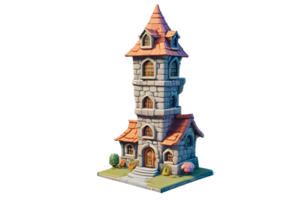 tekenfilm huis magiër toren oud koningin huis 3d geven ai generatief png