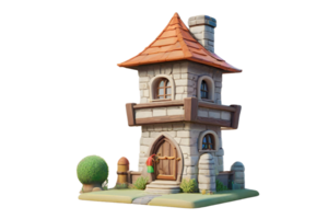 tekenfilm huis magiër toren oud koning huis achtergrond hoog kwaliteit 3d ai generatief png