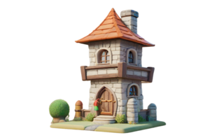 desenho animado casa mago torre velho rei casa fundo Alto qualidade 3d ai generativo png