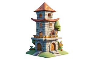 dibujos animados hogar mago torre antiguo casa 3d hacer ai generativo png