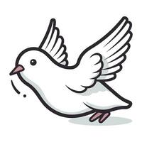 Flying white doves on a white background. Vector illustration in cartoon style.