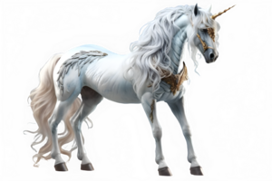 white unicorn png ,white horse isolated on transparent background ,generative ai