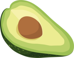 Illustration of avocado fruit in the split visible fruit flesh and seeds AI Generative png