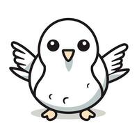 Cute Bird Cartoon Character Vector Illustration. Isolated On White Background