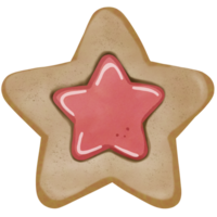 a star shaped cookie with a red star on top png