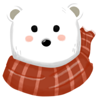 une polaire ours portant une écharpe sur une transparent Contexte png