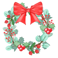 christmas wreath with holly leaves and berries png