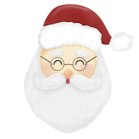 Père Noël claus visage avec des lunettes et barbe sur transparent Contexte png