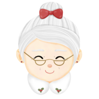 an old woman with glasses and a bow on her head png