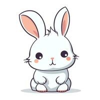 Cute white rabbit. Vector illustration isolated on a white background.