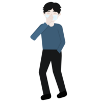 illustration of a person with a blue shirt, person in a mask png
