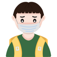 illustration of a person with a green shirt, kid in a mask png
