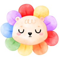 Flower Bear, Rainbow Flower, Cute Bear png