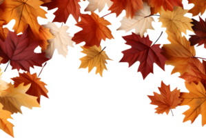 Autumn maple leaf corner design foliage decoration, png file, AI generative