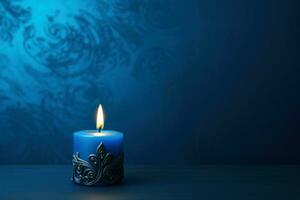 Atmospheric Blue candle background. Generate Ai photo