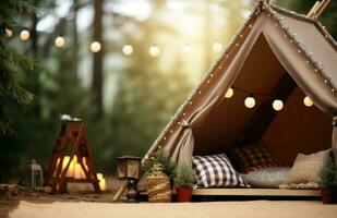 vibrante glamping Bosquejo antecedentes. generar ai foto