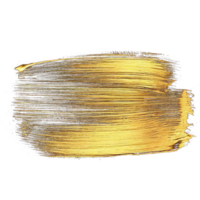 Gold paint brush smear stroke. Abstract gold glittering textured stain on transparent background. AI Generative. PNG