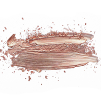 Rose gold paint brush smear stroke. Abstract gold glittering textured stain on transparent background. AI Generative. PNG