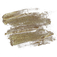 Gold paint brush smear stroke. Abstract gold glittering textured stain on transparent background. AI Generative. PNG