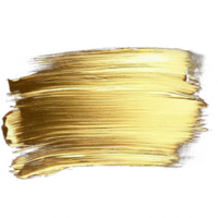 Gold paint brush smear stroke. Abstract gold glittering textured stain on transparent background. AI Generative. PNG