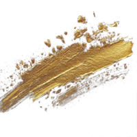 Gold paint brush smear stroke. Abstract gold glittering textured stain on transparent background. AI Generative. PNG