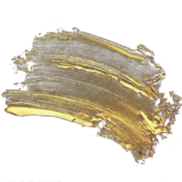 Gold paint brush smear stroke. Abstract gold glittering textured stain on transparent background. AI Generative. PNG