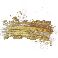 Gold paint brush smear stroke. Abstract gold glittering textured stain on transparent background. AI Generative. PNG