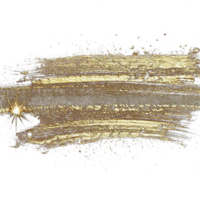 Gold paint brush smear stroke. Abstract gold glittering textured stain on transparent background. AI Generative. PNG