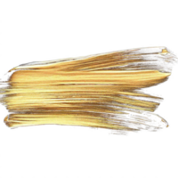 Gold paint brush smear stroke. Abstract gold glittering textured stain on transparent background. AI Generative. PNG