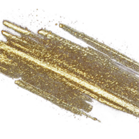 Gold paint brush smear stroke. Abstract gold glittering textured stain on transparent background. AI Generative. PNG