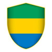 Gabon flag in shield shape. Vector illustration.