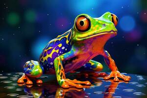 Lively Cute colorful bright frog. Generate Ai photo