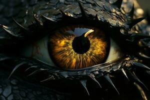 Inscrutable Black dragon eye. Generate Ai photo