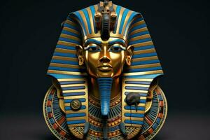 Golden Egyptian king head. Generate Ai photo