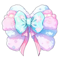 Pastel bow and fluffy, cute ribbon, kawaii style accessory  ,ai generated png