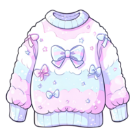 Cute Pastel Sweater with Delicate Bow and Fluffy Fur Accent,  for decoration scrapbook and card ,ai generated png