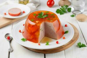 Russian meat jelly. Generate Ai photo