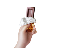 Chocolate bar in hand PNG transparent
