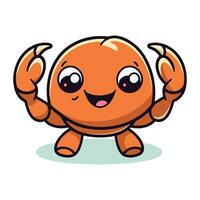 Cute cartoon crab character. Vector illustration isolated on white background.